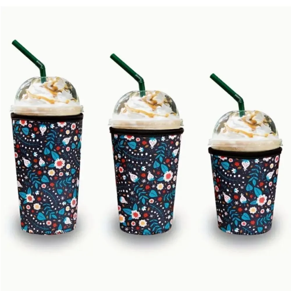 NEW! Whimsical Neoprene Insulated Iced Drink Sleeve Set of Three Coffee Starbuck